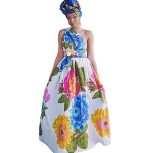 Laviye Multi-Wear African Print Dress Size XS NWT Colorful Summer Wedding Guest